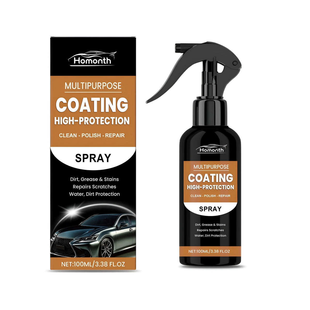 Multipurpose protective coating spray bottle with PTFE and deionized water, 100ml or 5 x 500ml pack