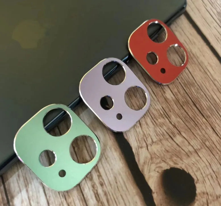 Metal lens protection ring accessory for iPhone 11 and iPhone 11 Pro in various colours.