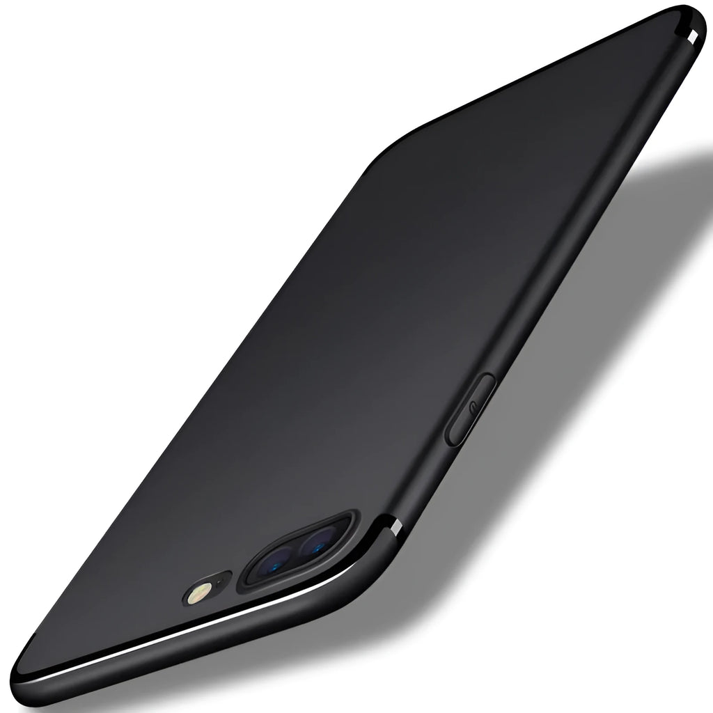 TPU silicone phone case for iPhone 7 and other models in black, blue, red, and white colours.