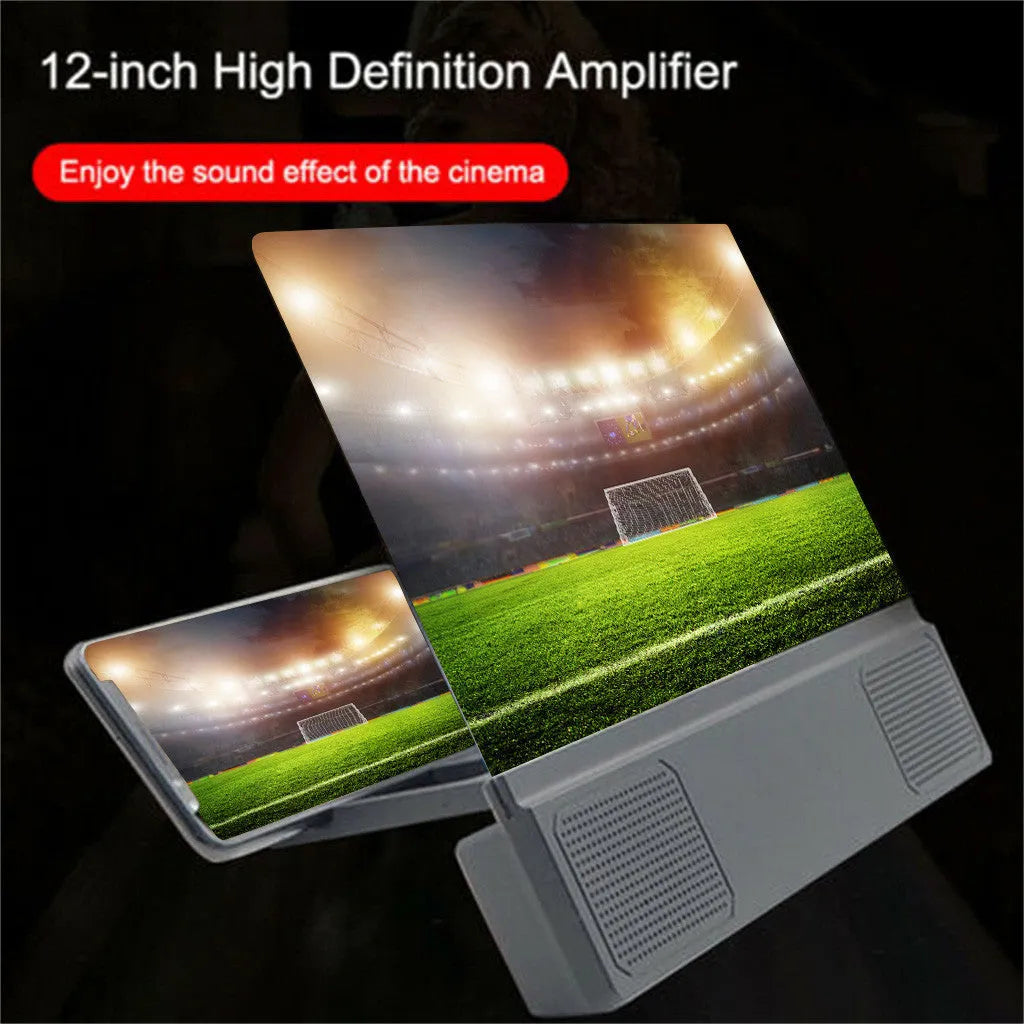 12-inch mobile phone screen amplifier with flexible gooseneck stand and integrated speaker
