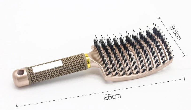 Detangling hairbrush with bristle and nylon teeth for effortless hair management and scalp massage