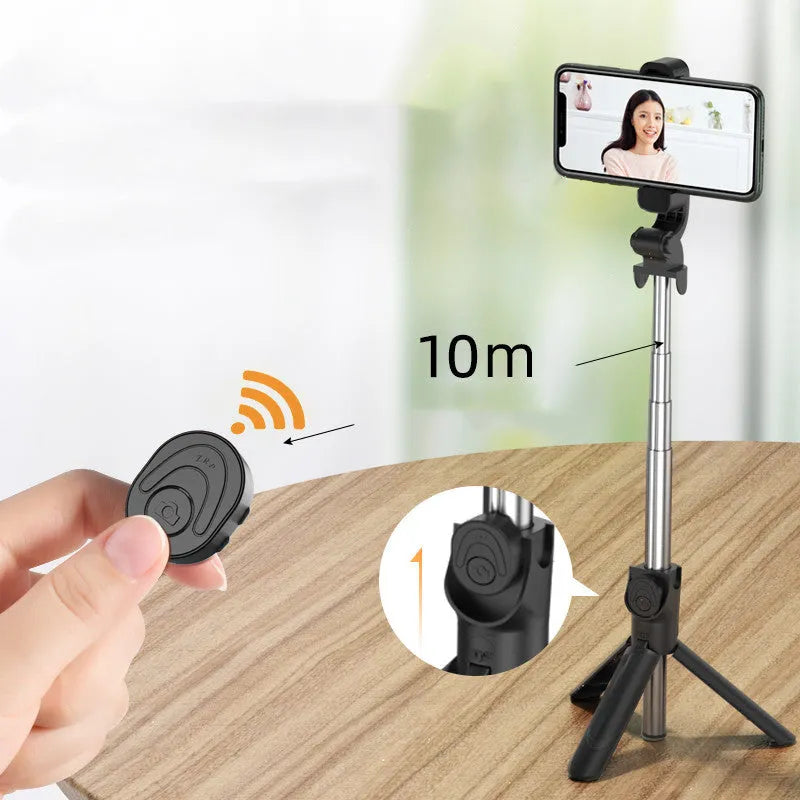 Aluminium alloy selfie stick for mobile phones in black, green, pink, or white with optional mini flash