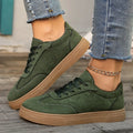 Khaki casual round toe lace up shoes for women with cross shoulder straps and low rubber sole