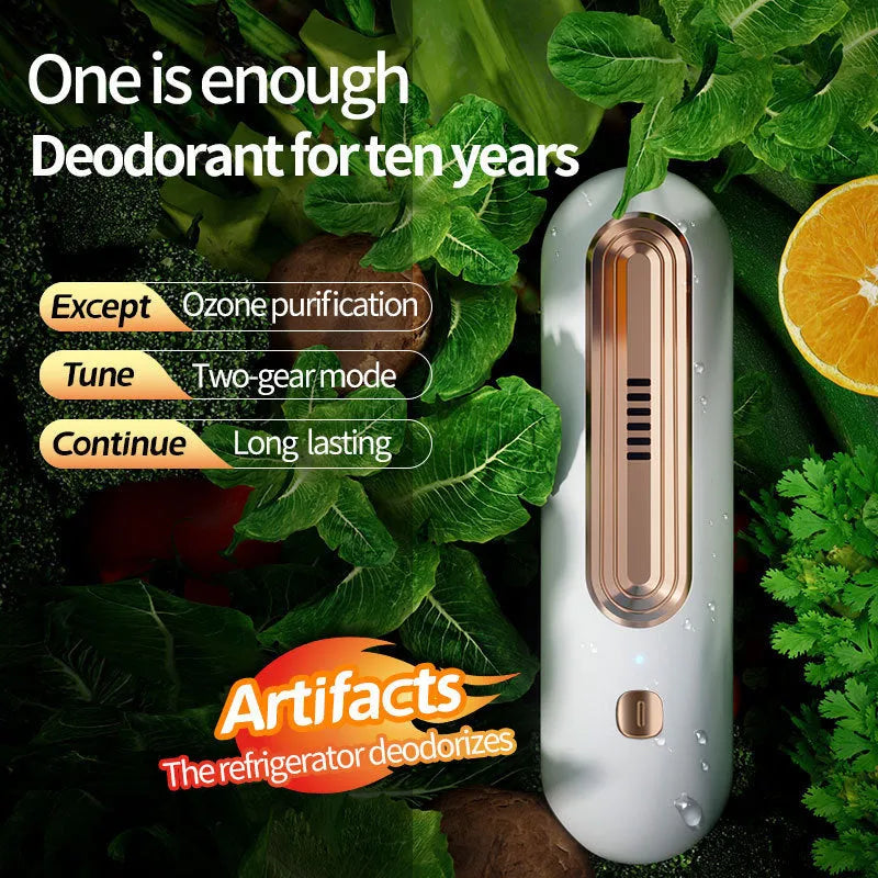 USB powered ozone deodorizer for refrigerators and small rooms, gold colour