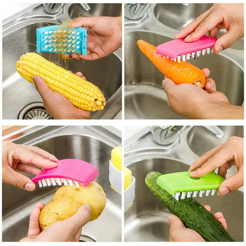 Creative cutlery design kitchen cleaning brush with suction cup in blue, green or pink colour options