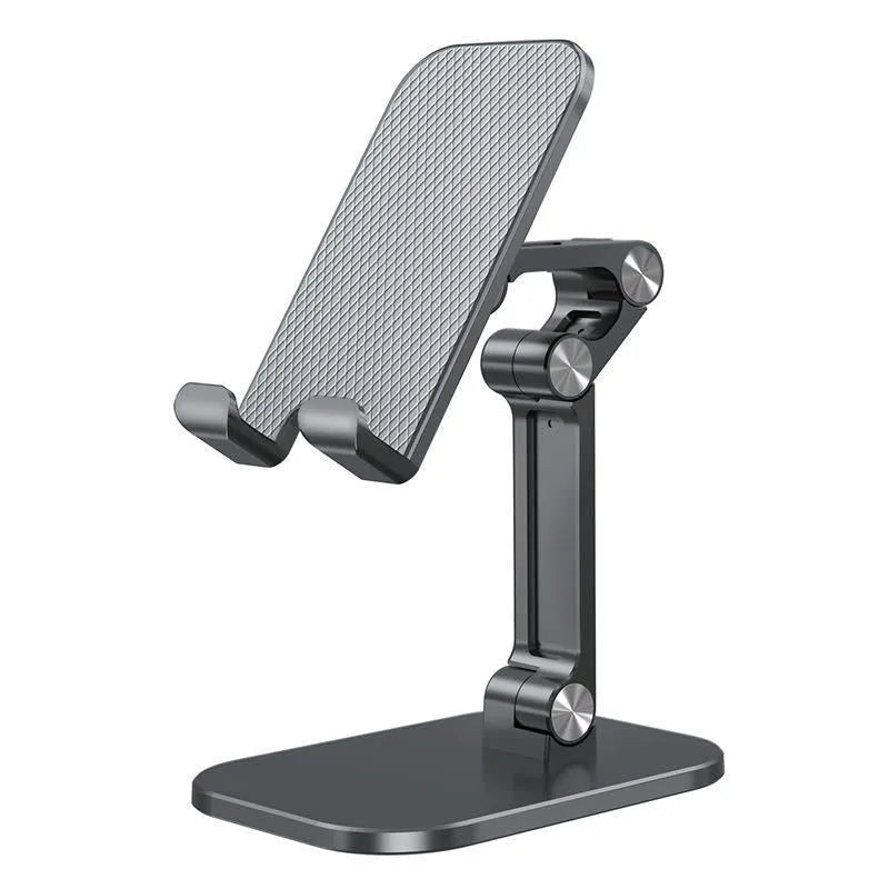 Universal metal folding phone holder in black, white or green with 360 rotating bracket for desktop, car or computer