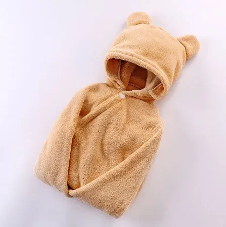 Cotton baby care hooded bath towel Tado muslin 65x110cm in blue, high water absorption multifunction blanket