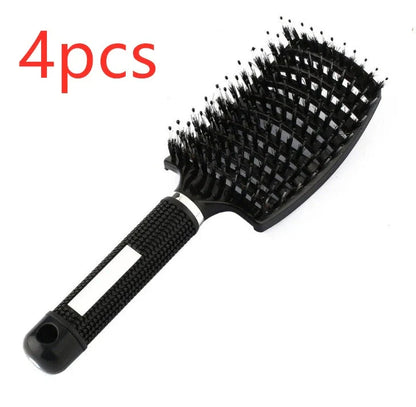 Detangling hairbrush with bristle and nylon teeth for effortless hair management and scalp massage