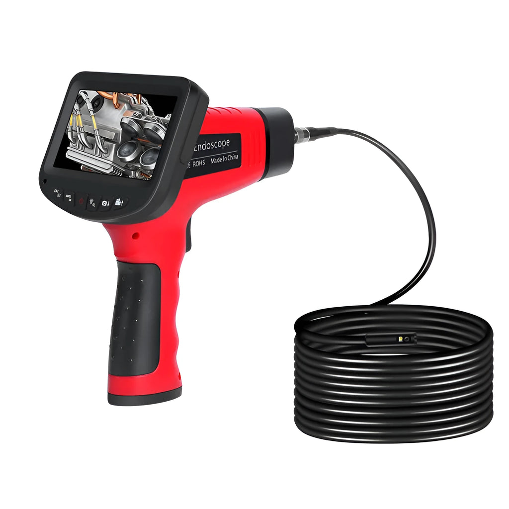 8.5mm diameter dual-lens endoscope camera with choice of flexible snake pipe or rigid hard wire cable.
