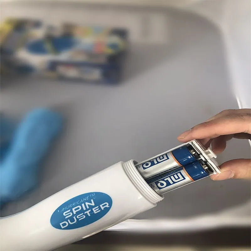 Blue electric dust cleaner with electrostatic bristles, 2 duster heads, for ceiling fans and blinds