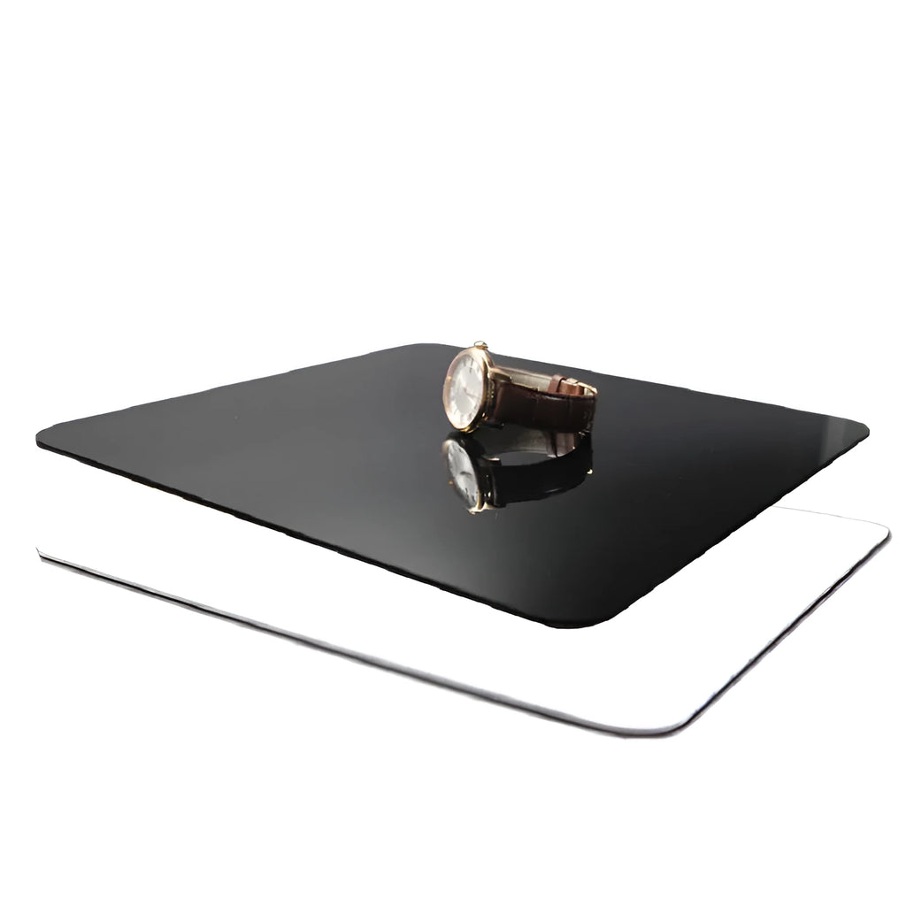 Black and white acrylic shooting reflection board for jewellery photography backgrounds