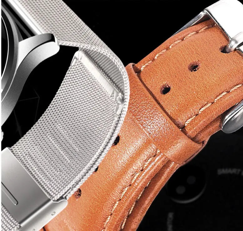 K88H smartwatch in silver with steel strap showing 1.3-inch IPS screen displaying heart rate data.