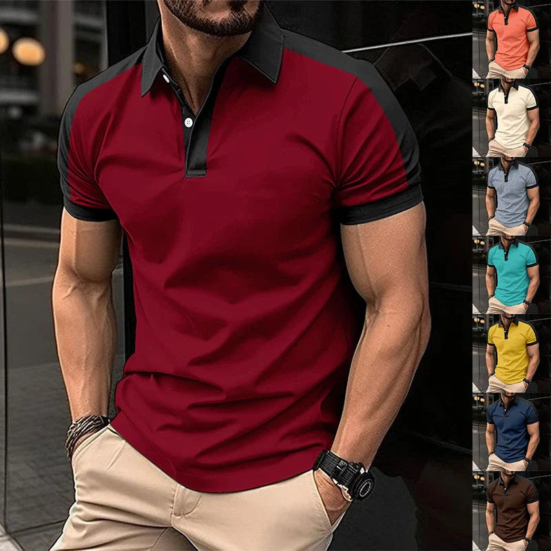 Premium men's short sleeve polo shirt in a variety of vibrant colors and casual summer styles