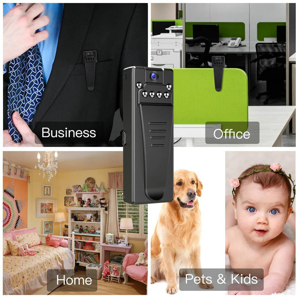 Black 1080p HD DV home camera with night vision, shown with one-button controls and a rotatable lens.