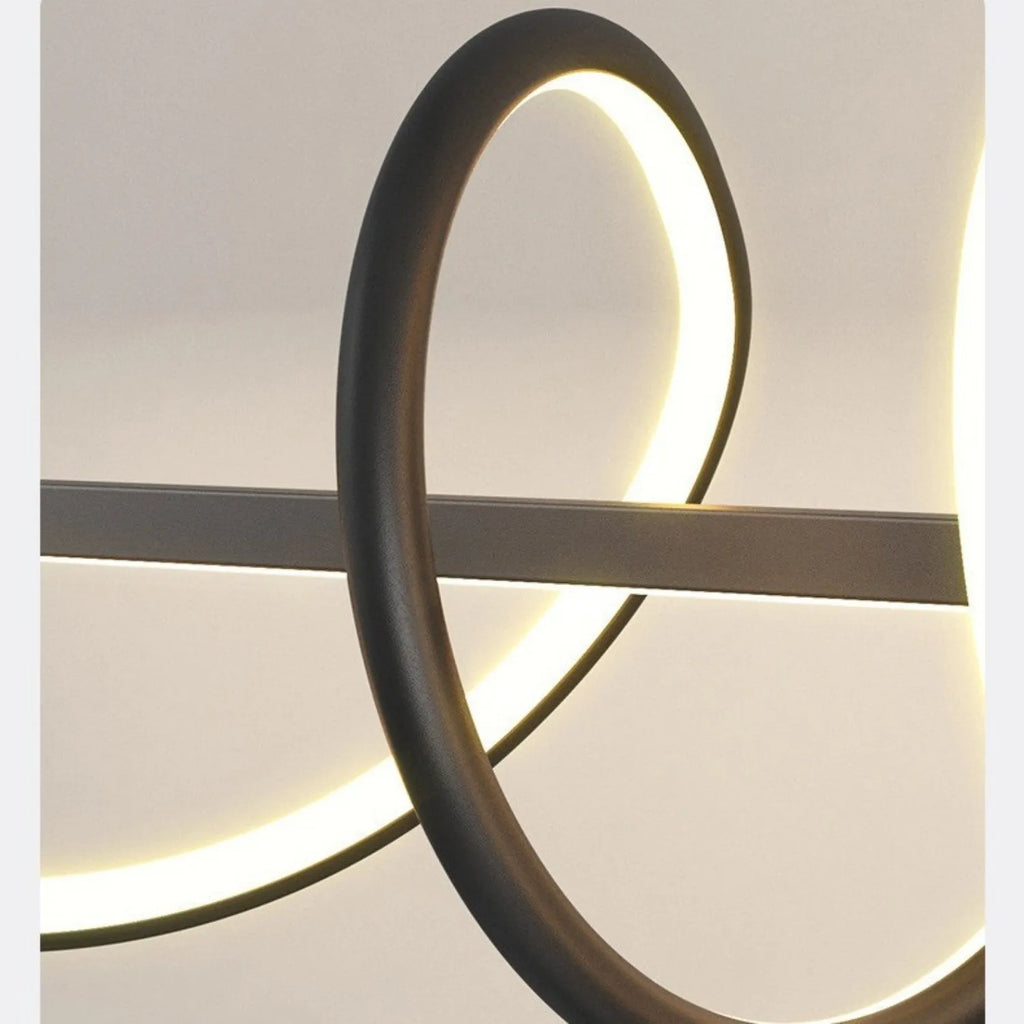 Three ring minimalist LED long bar pendant light in black finish with iron construction and 1000mm length