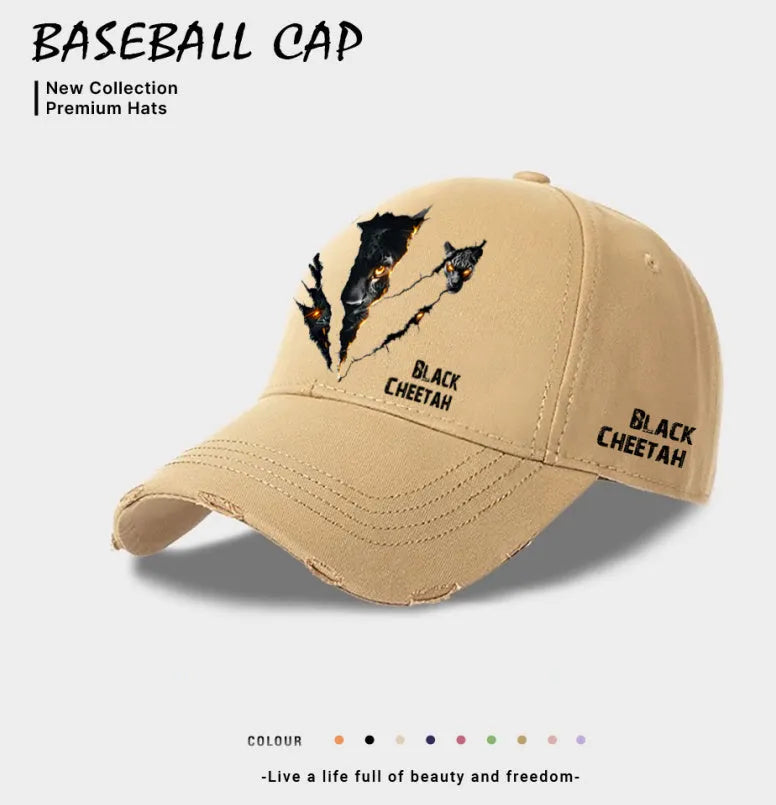 European style men's baseball cap with adjustable snapback in beige, black, or blue colours