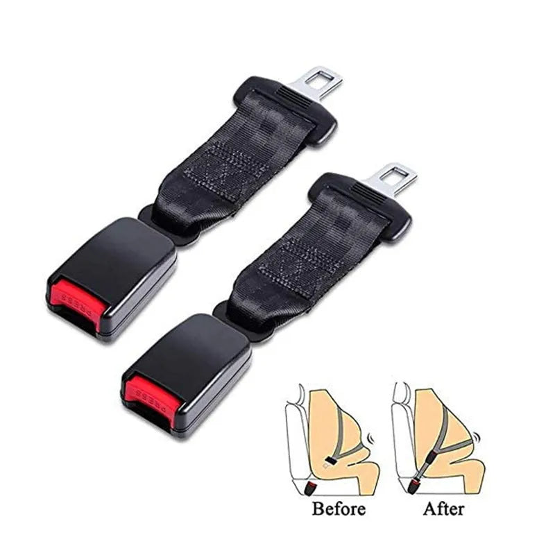 Black ribbon car seat belt extender with 36cm extension strap for vehicle safety belts