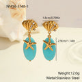 Natural stone turquoise earrings with stainless steel eardrop, 18K electroplated star and geometric shapes