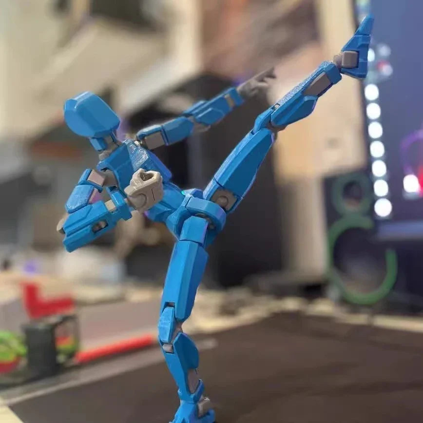 Posable 3D printed action figure mannequin toy with multi-jointed design for customizable poses and actions