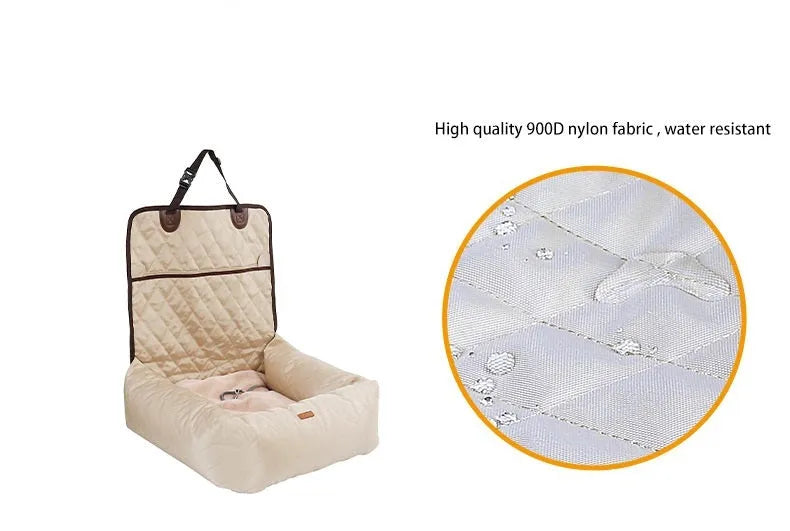 2-in-1 pet dog carrier folding car seat pad thickened multi-purpose bed 900D nylon Oxford base 60x50x61 cm black