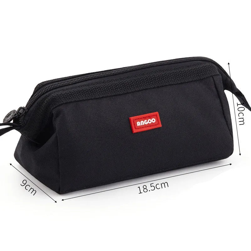 Oxford cloth pencil case with double zipper in black, dark blue and yellow colour options