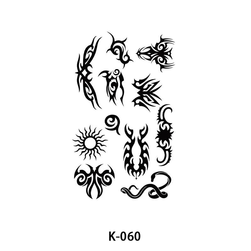 Temporary tattoo sticker sheet with English letters and flowers, 60x105mm, water transfer printing