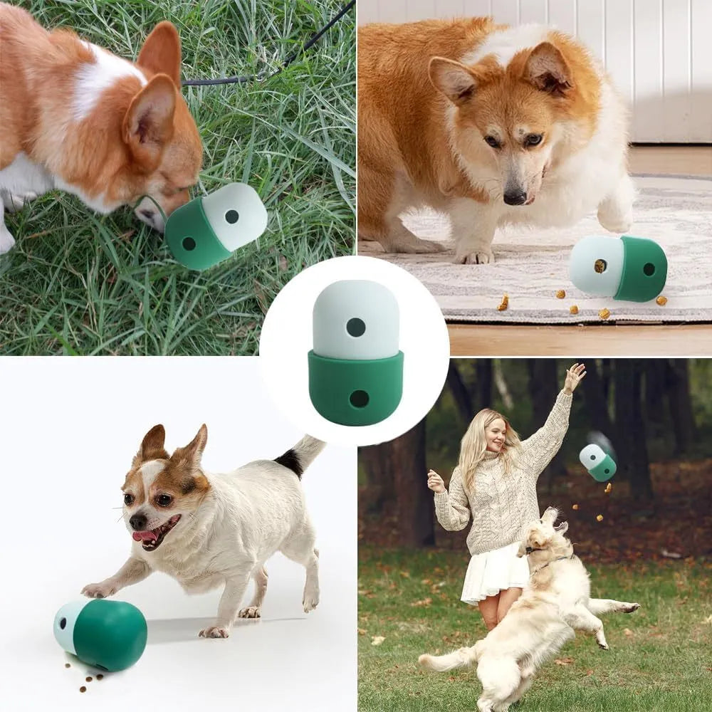 Food grade silicone dog treat puzzle ball in assorted colours for small and medium breeds