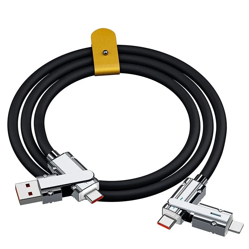 Orange 1 metre Lightning to USB-C fast charging cable with zinc alloy connectors
