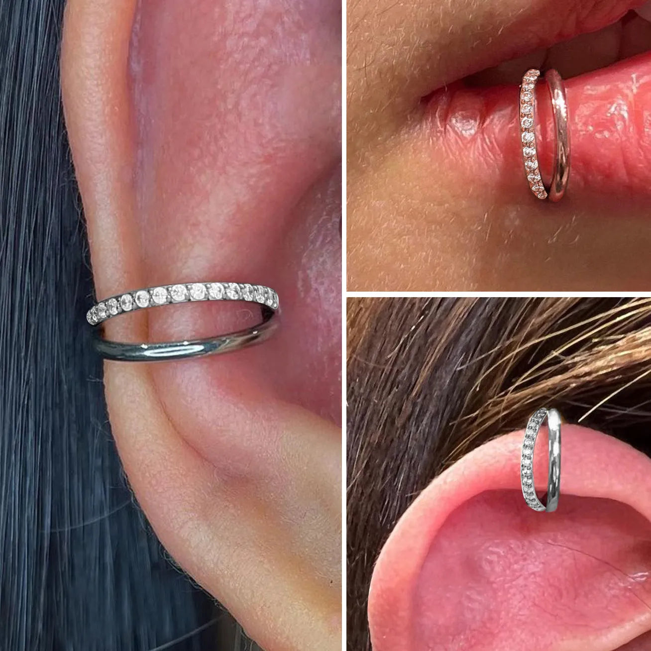 Titanium alloy fork nose ring body piercing jewellery in multiple colours and sizes