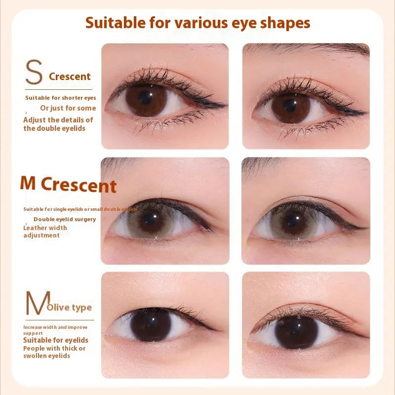Roll of 120 invisible lace-textured double eyelid stickers in choice of Crescent or Olive shapes.