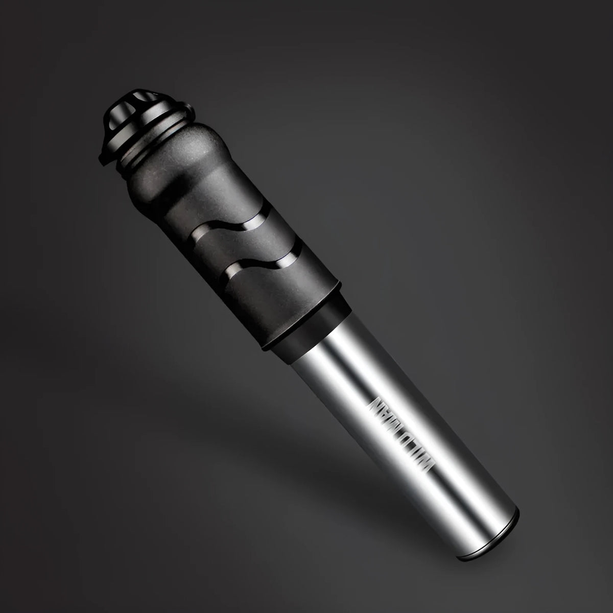 WILD MAN portable mini bike pump in Black or Silver, 158mm stored length, approximately 100PSI, Presta and Schrader valve switch