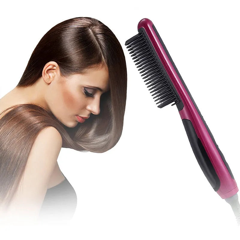 Red automatic adjustable temperature hair straightener with ceramic heating tube and 360 degree rotatable wire