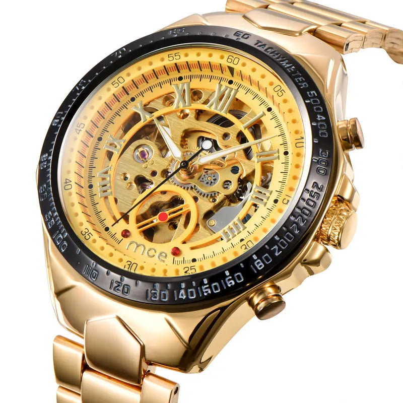 Men's MCE mechanical watch with explosion-proof feature, shown in one of four available colour options.