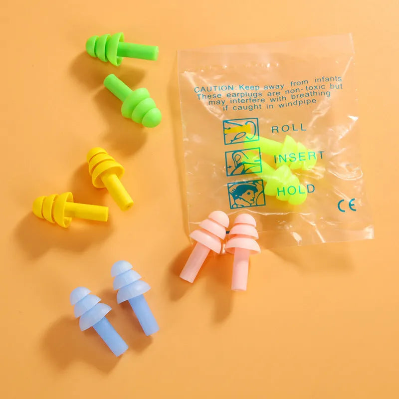 Silicone noise reduction waterproof earplugs in multiple colours, boxed, for sleep and swimming