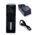 V10 universal battery charger for 18650, 26650, AA and AAA with USB boost output and LED indicator