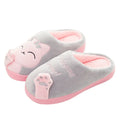 Cute cat slippers winter plush home shoes non-slip EVA sole lucky cat pink colour pair