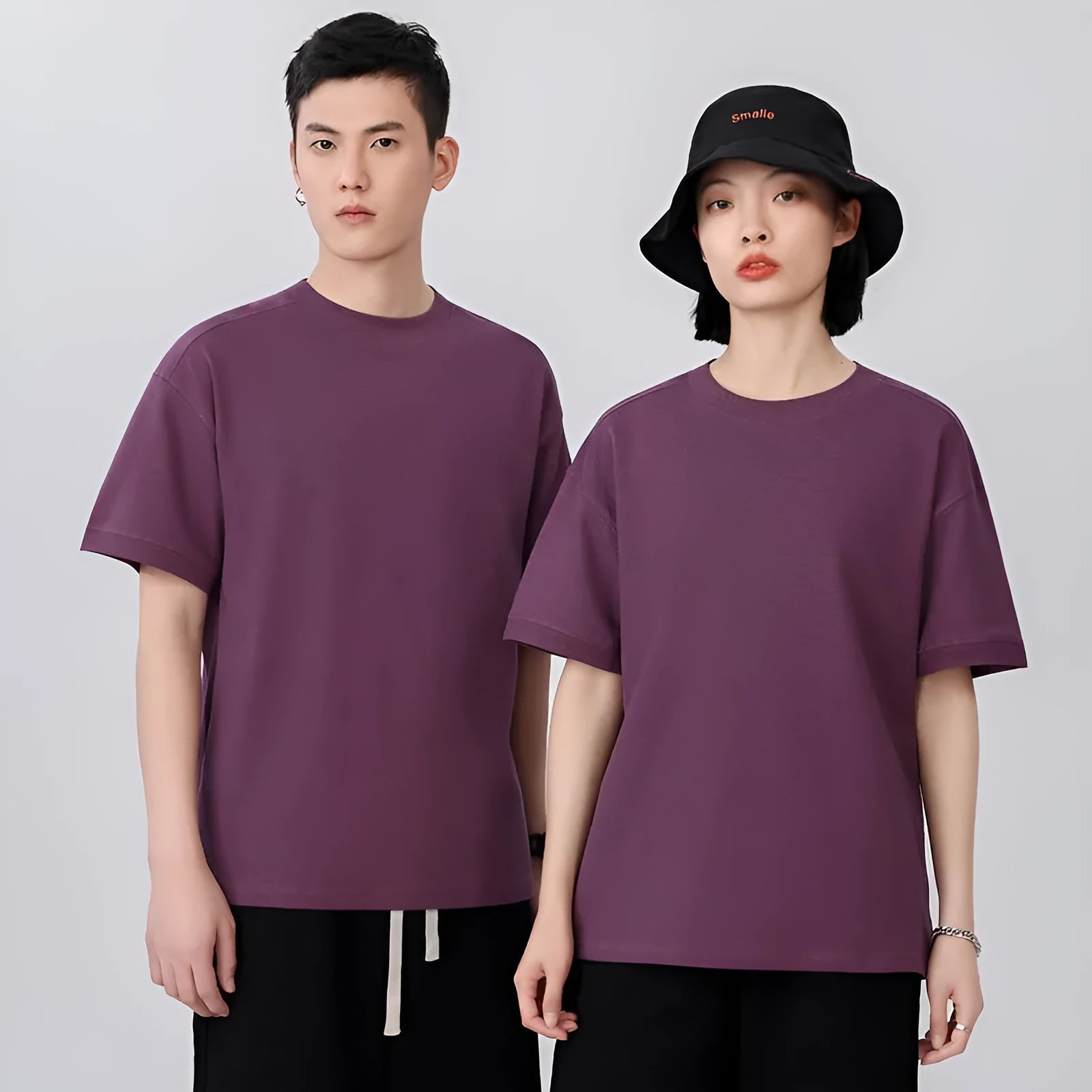 Cotton pique short-sleeved T-shirt in loose-fit style showing texture detail