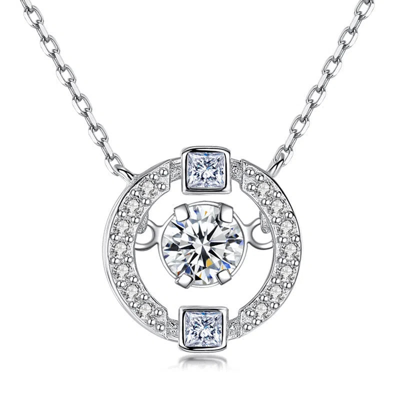 Crown necklace pendant on copper cross chain with rhinestone accents in geometric shape – women's jewellery