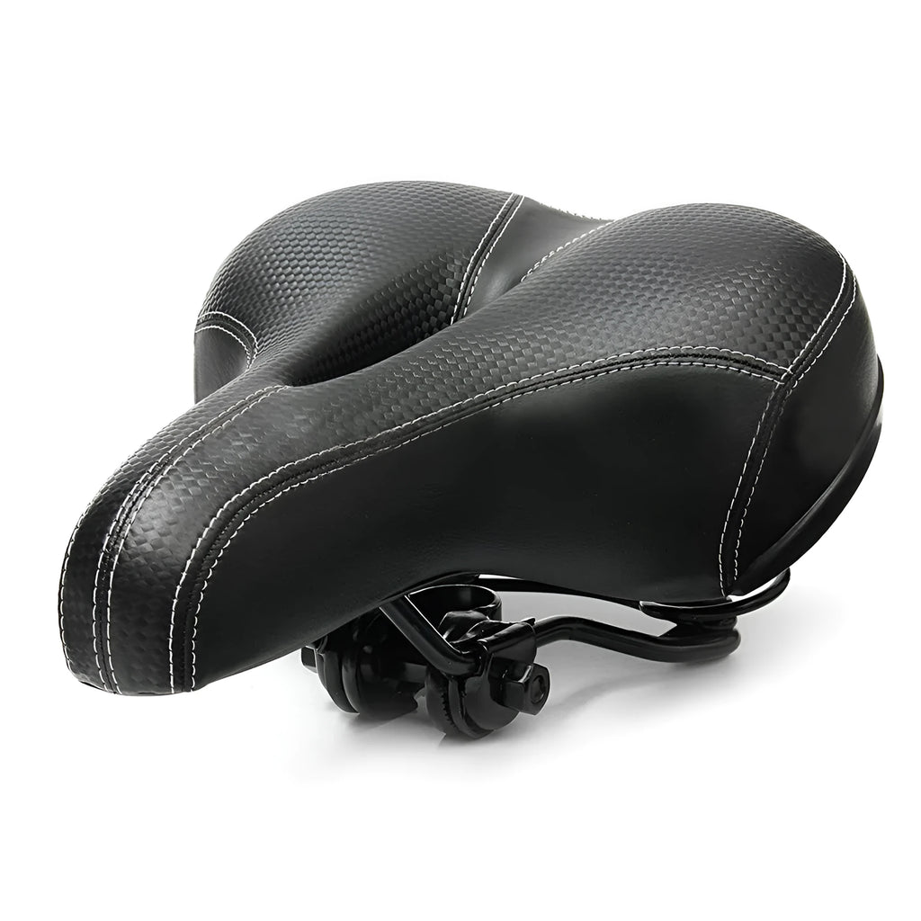 Black leather mountain bike saddle cushion for MTB cycling, practical replacement bicycle seat
