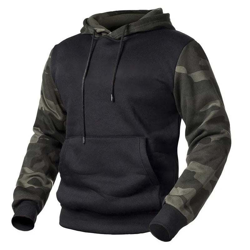 Men camouflage sweatshirt in Army Green with long sleeves and crew neck, 100% polyester