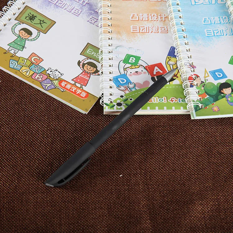 Automatic fade and disappear pen set with pen holder, case, and eight refills for temporary writing.
