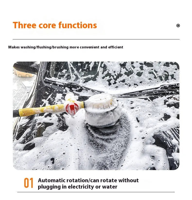 Yellow car wash mop cleaning tool with chenille brush head and three-gear hydraulic control