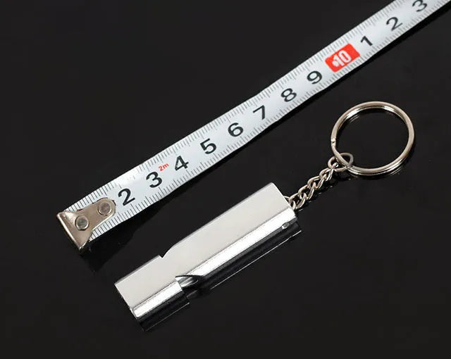 Gold and silver aluminium alloy double hole outdoor survival whistle