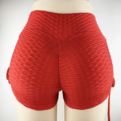 Sculpting gym shorts with textured fabric, butt-lifting and slimming design, available in various colors