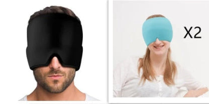 Soothing ice gel eye mask for headache relief, featuring a cooling gel pack and premium elastic cloth for a comfortable fit