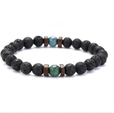 Premium men's black volcanic stone bracelet with unique, durable design and adjustable fit