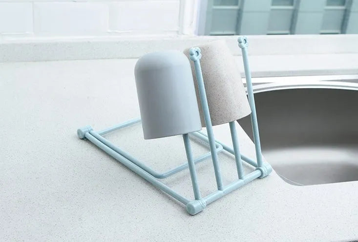 Foldable plastic dishcloth shelf in Nordic style colours with punch-free installation for kitchen organisation