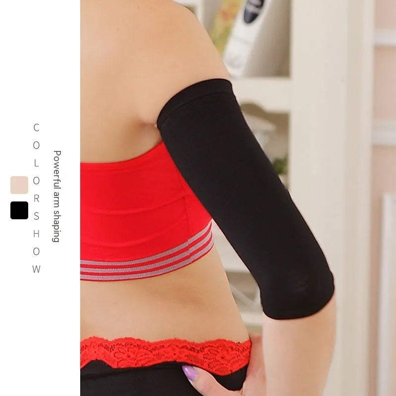 Women's shaping arm sleeves in black and skin colour options for year-round wear