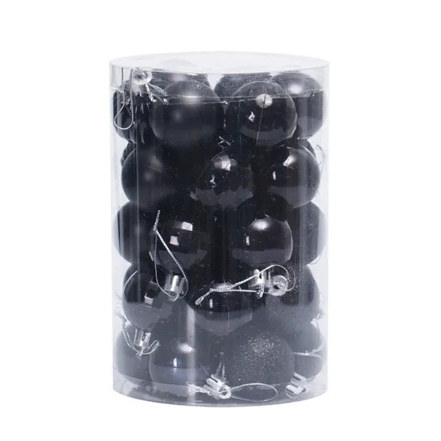 34-piece set of 4cm plastic Christmas balls in assorted colours with shiny finish for tree decoration