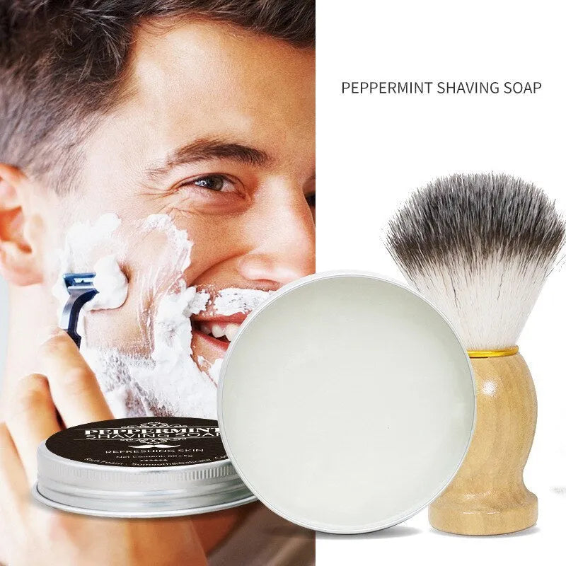 Mint scented men's shaving soap in aluminium box, 55g handmade shave cream for beard
